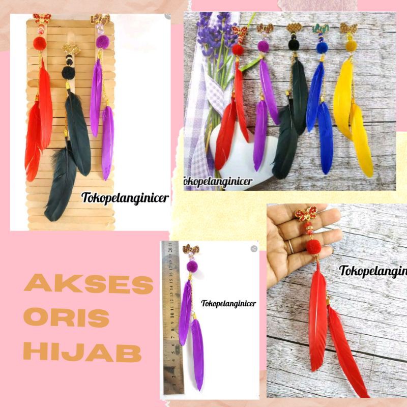 Bros Dagu Juntai Panjang pompom Model Anting Hijab Bulu Kekinian Fashion Aksesoris Tokopelanginicer