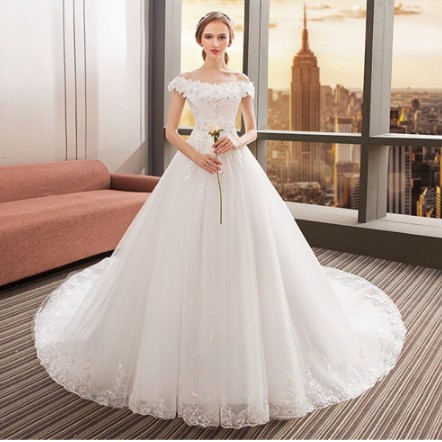 Gaun pengantin Sweet Lace Korean Wedding Dress