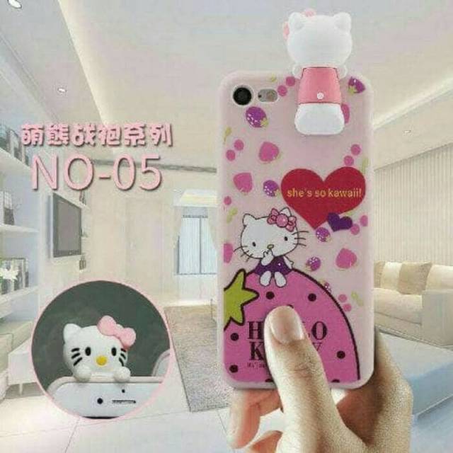 Oppo A39 Case 3D Intip Hello Kitty Soft Case Casing Karakter Kartun Oppo A39