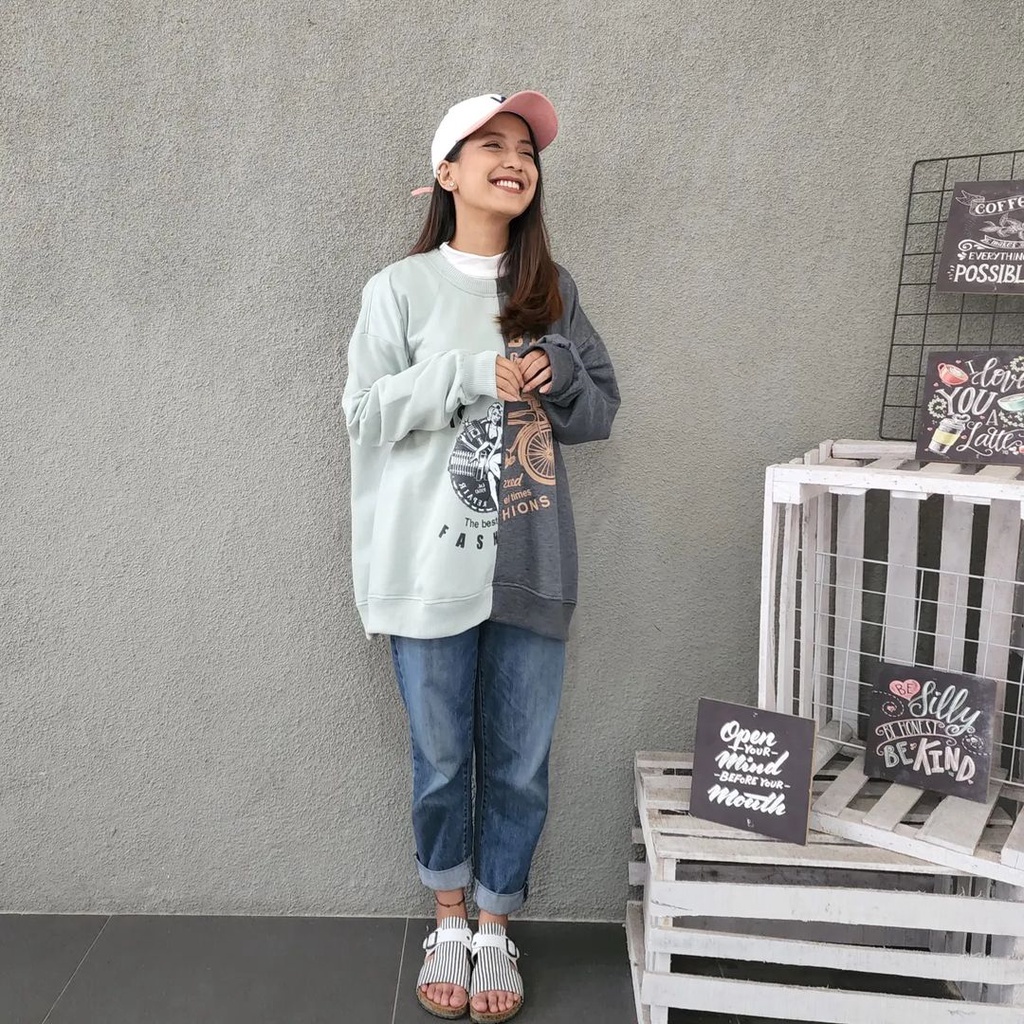 TEEN 2XL 3XL Sweater Crewneck Oblong | Outerwear Pria  Wanita Bahan Fleece Fashion Terkini Korean Style