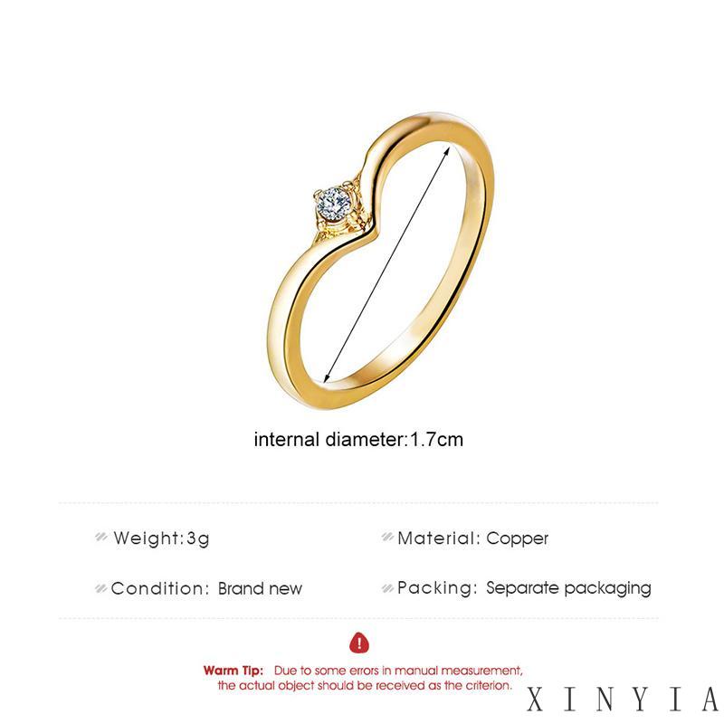 Cincin Bentuk V Bahan Zircon Untuk Wanita