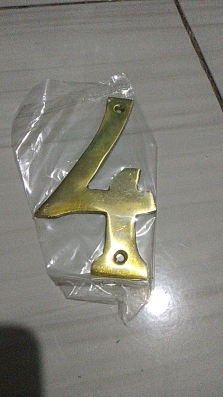 Huruf Angka Nomer Rumah Kuningan Tinggi 10 Cm Angka Nomor  4