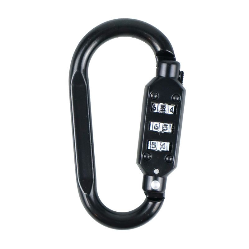 Carabiner Aluminium Alloy D-type Lock with 3 Dial Password Padlock