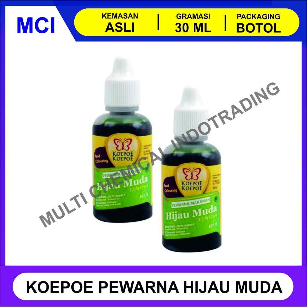

PEWARNA MAKANAN MINUMAN KOEPOE KOEPOE KUPU KUPU 30 ML - HIJAU MUDA