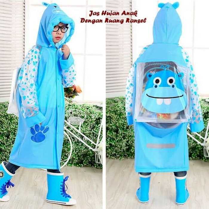 Jas Hujan Anak Dengan Tempat Ransel - Raincoat With Back Pocket - Jas Hujan Ponco