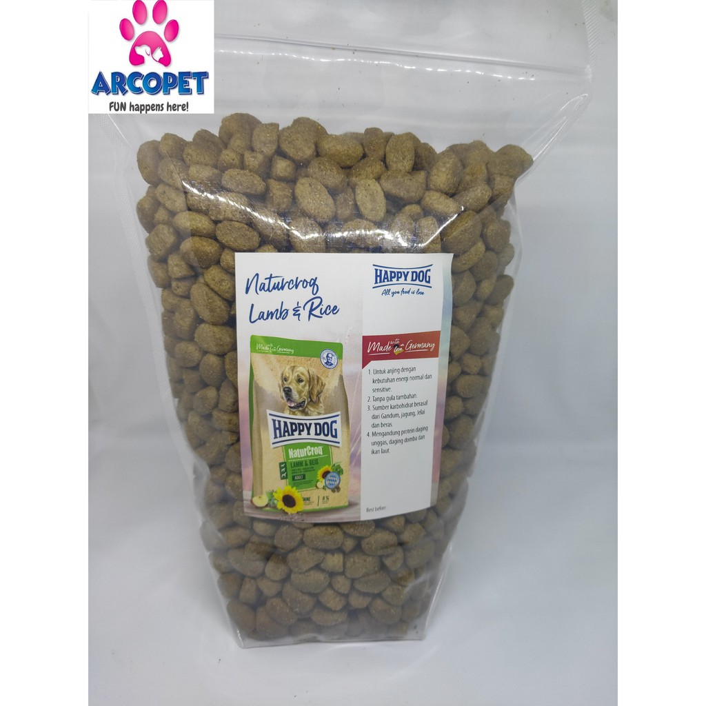 

23bagusmenshop - Happy Dog NaturCroq Lamb & Rice 1kg Repack Makanan Anjing Premium Ori