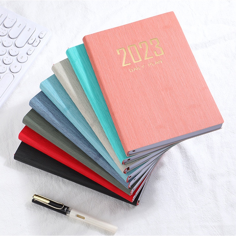 2023 A5 Buku Notebookagenda Harianmingguanbulanan Cover Kulit PU Multi Warna 310 Halaman