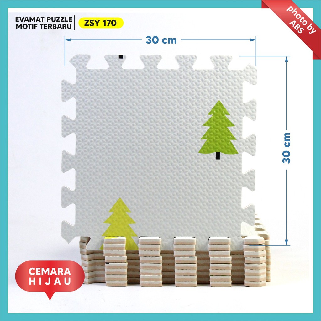 (ABS) ALAS EVAFOAM PUZZLE MOTIF BUNGA PANDA 30 X 30 X 1CM-cemara hijau