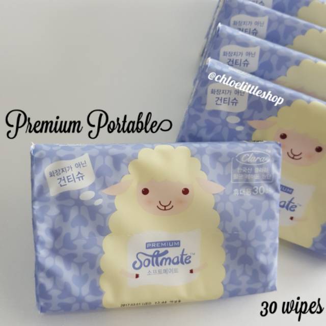 Softmate Premium Portable 30 wipes / Tisu Tissue Korea