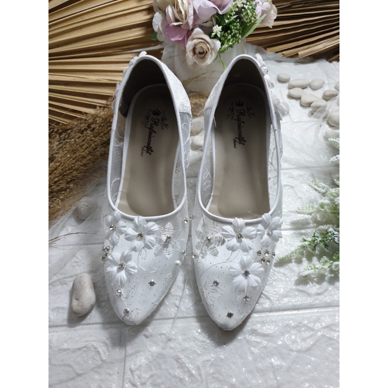 sepatu maisa putih sepatu wedding cantik 7cm hak tahu