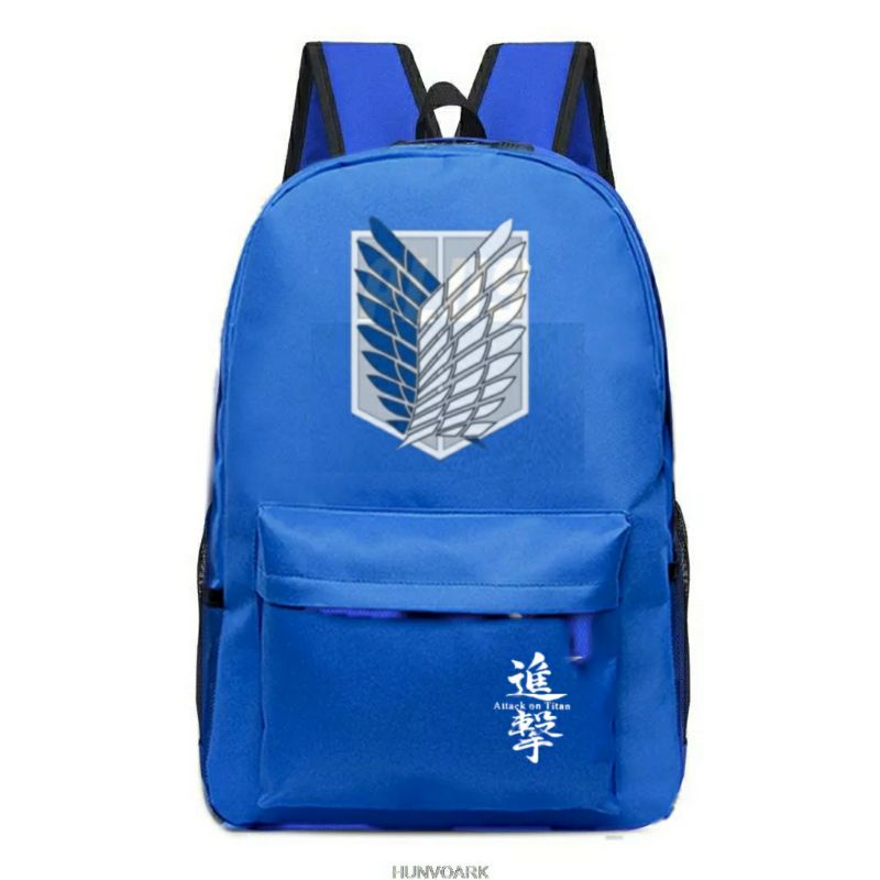 Tas Sekolah Ransel Backpack Cowok Cewek SMP SMA  SMU Kuliah Murah Kent Kent kanvas Murmer Abu AOT-biru