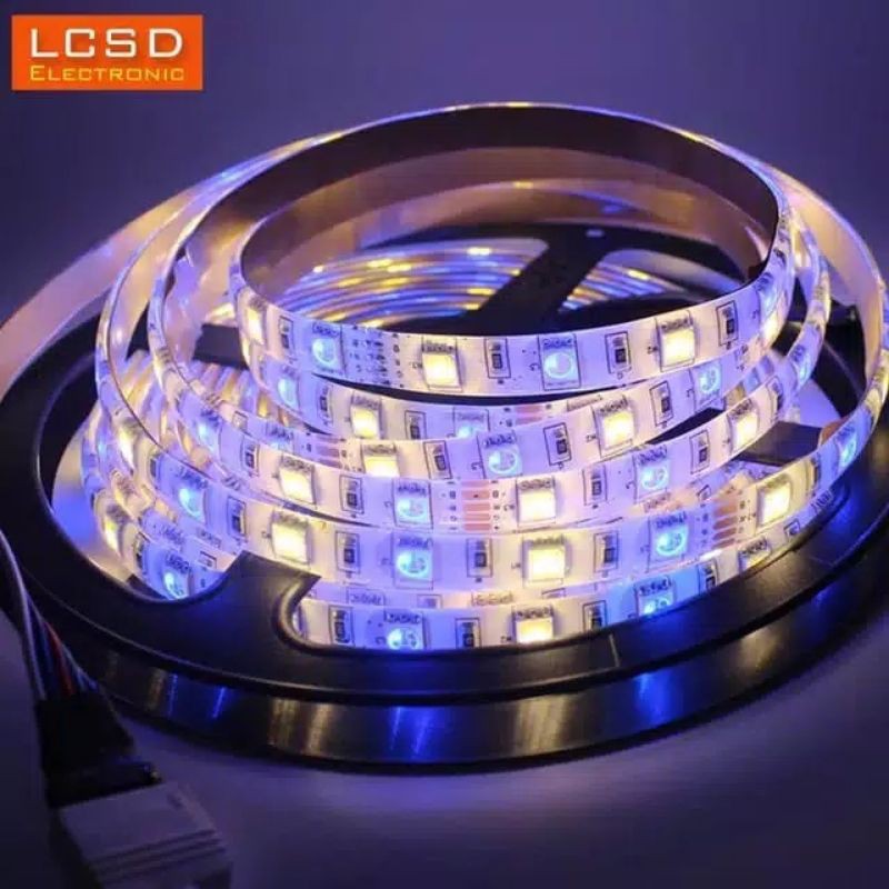 Lampu LED Strip SMD 5050 RGBW Fleksibel DC12V IP44 WATERPROOF 5m 60L/m 5 pin Warna Warni Disco DIY