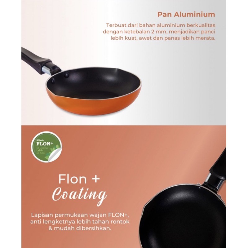 [ Miyako ] Fry Pan / Teflon Miyako Penggorengan Anti Lengket! - 14cm, 18cm, 20cm, 22cm! (FREE PACKING)