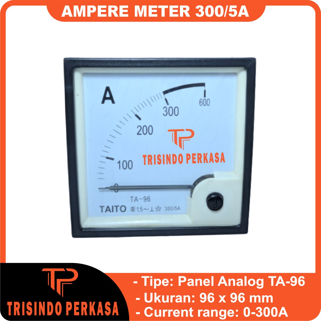 Ampere Meter Panel Analog TA-96 0-300A 96x96 Jarum