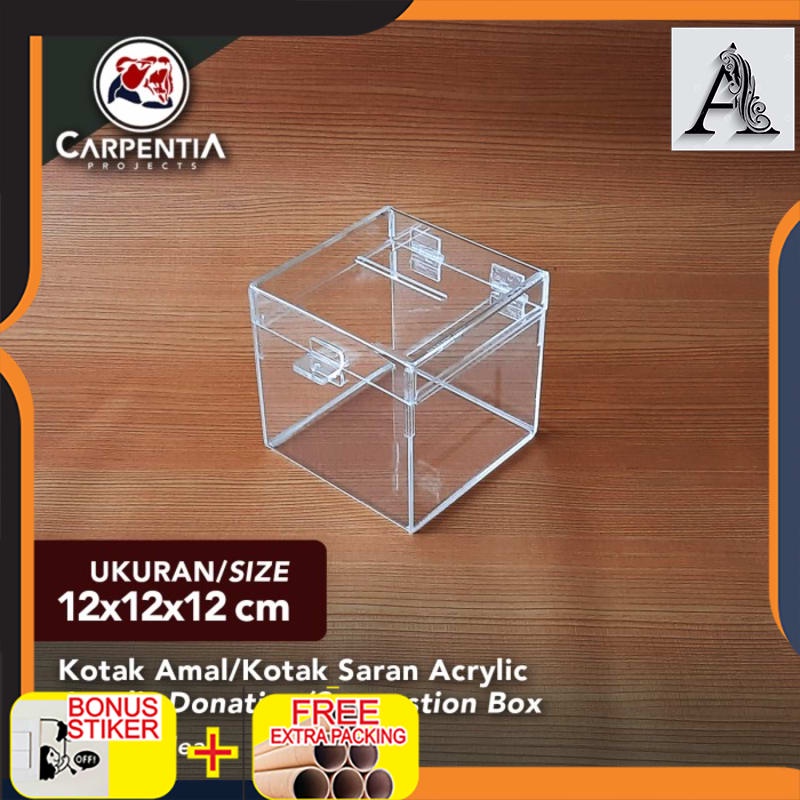 

Promo Kotak Amal Acrylic/Kotak Saran Akrilik 12x12x12 cm/Varian Warna/Tipe A - Bening