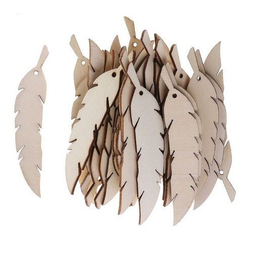 Wooden Embellishments - Feather Shape (10pcs)