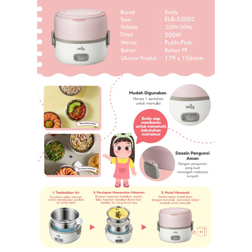 Emily Electric Lunch Box  / Container Makanan Bayi / Food Processor