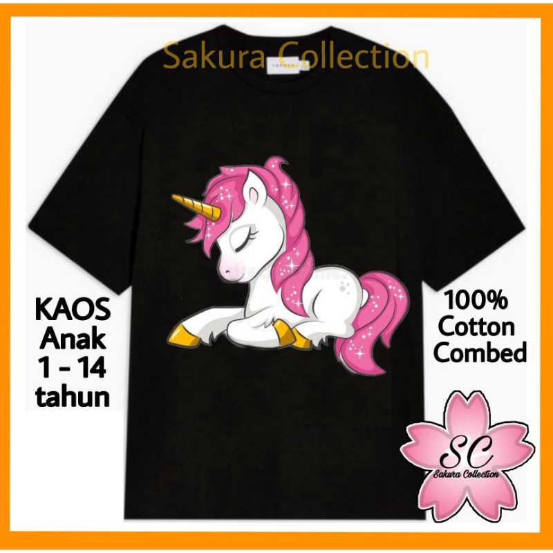 Kaos Baju UNICORN Kuda Poni - Tshirt ANAK LAKI LAKI PEREMPUAN Kids Band METAL ROCK MUSIK Bayi hitam usia 1 2 3 4 5 6 7 8 9 10 11 12 13 14 tahun 30s Cotton Combed 100% original