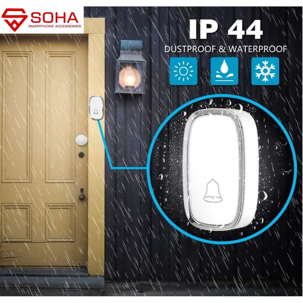 BEL-003 2 Receiver Wireless Doorbell Waterproof Lonceng / Bell Pintu / Bel Rumah Door Bell