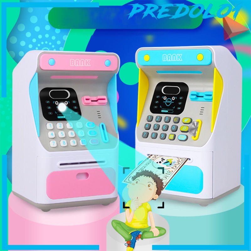 [PREDOLO1] 2x Mini ATM Piggy Bank 4 Digit Password Password Coin Cash Bank Machine Toy