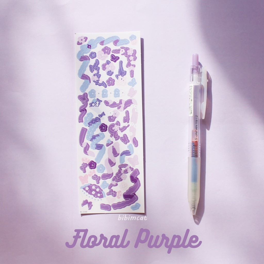 Journaling Ribbon Confetti Deco Sticker / Sticker Dekorasi Photocard-Floral Purple