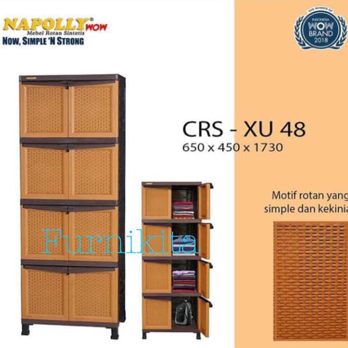 Lemari Plastik Napolly Susun 4 Rotan Besar Bcbc X 48 R