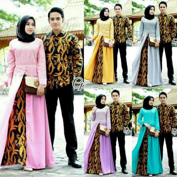 PRODUK READY... COUPLE GAMIS MIX BROKAT BAJU BATIK COUPLE SET BROKAT COUPLE KELUARGA MURAH