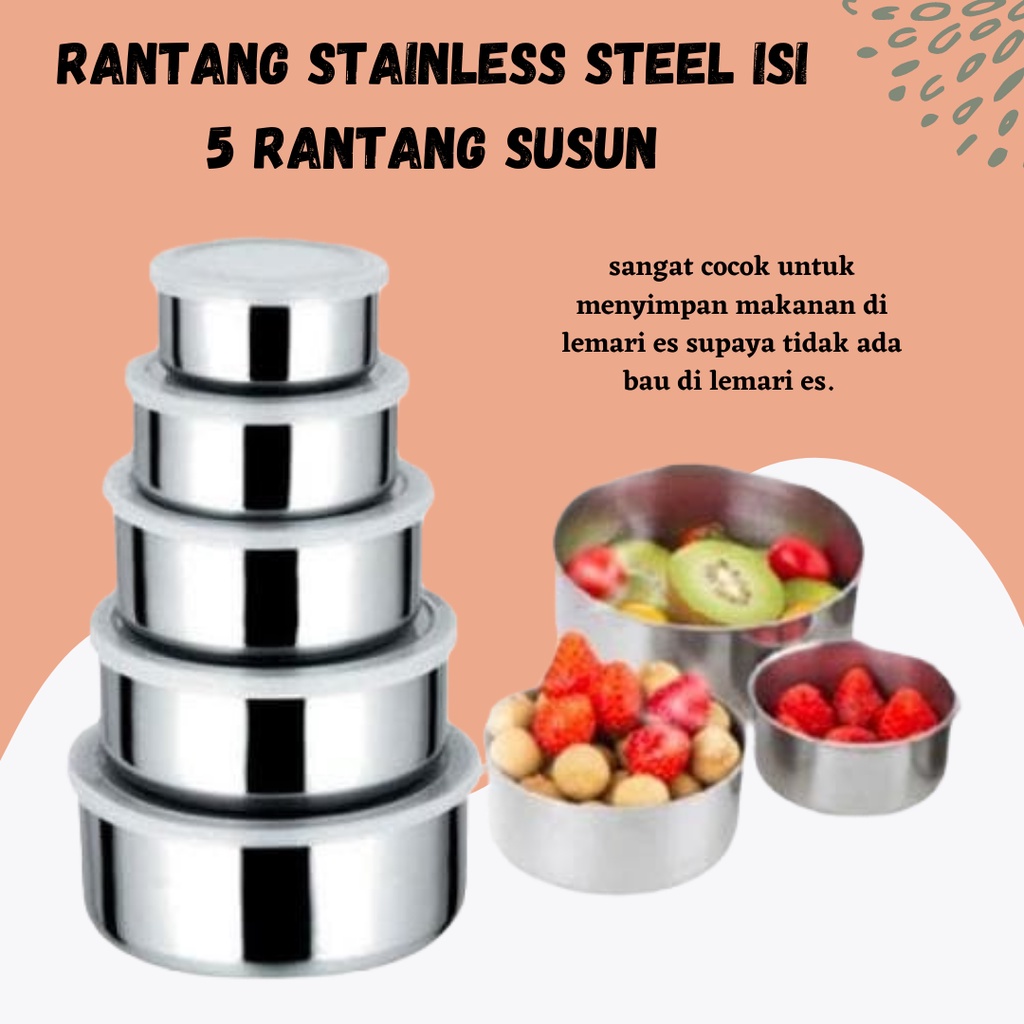 PROMO TERBAIK DAN TERMURAH ✔  - RANTANG STAINLESS SUSUN 5 FRESHBOX TEMPAT / WADAH PENYIMPANAN