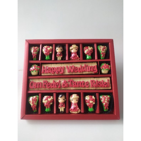 

Coklat box tema wedding/pernikahan custom