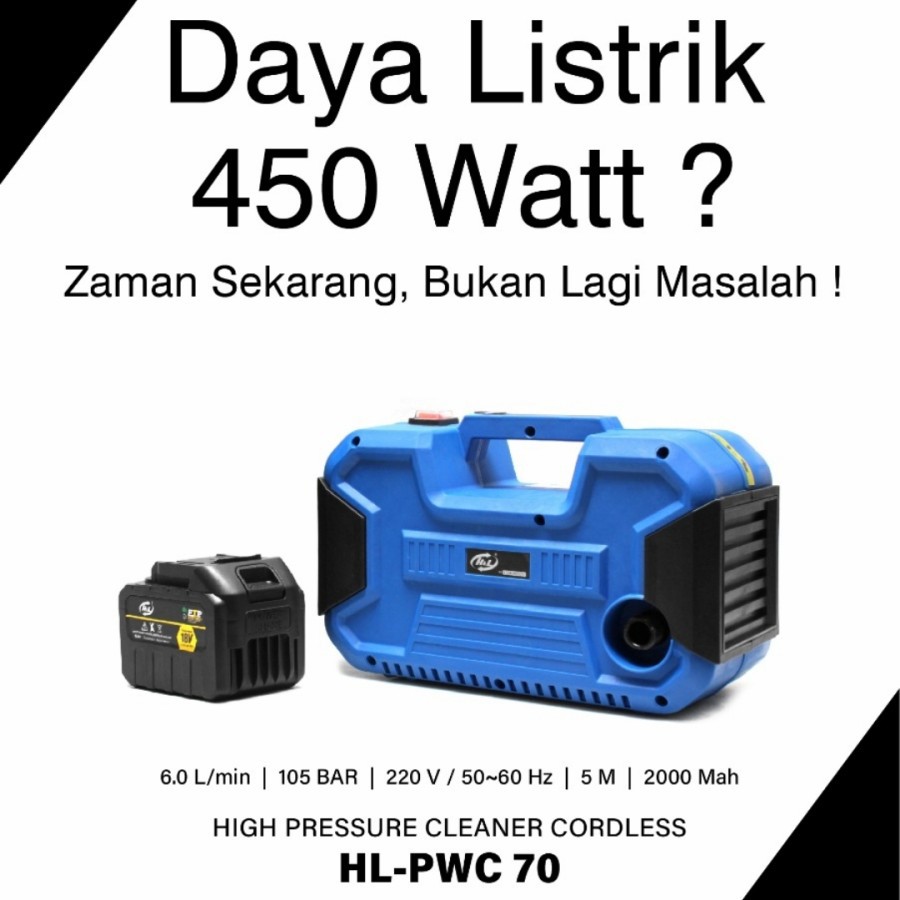 Jet Cleaner Cordless Baterai H&amp;L Mesin Steam HL PWC-70 / PWC70