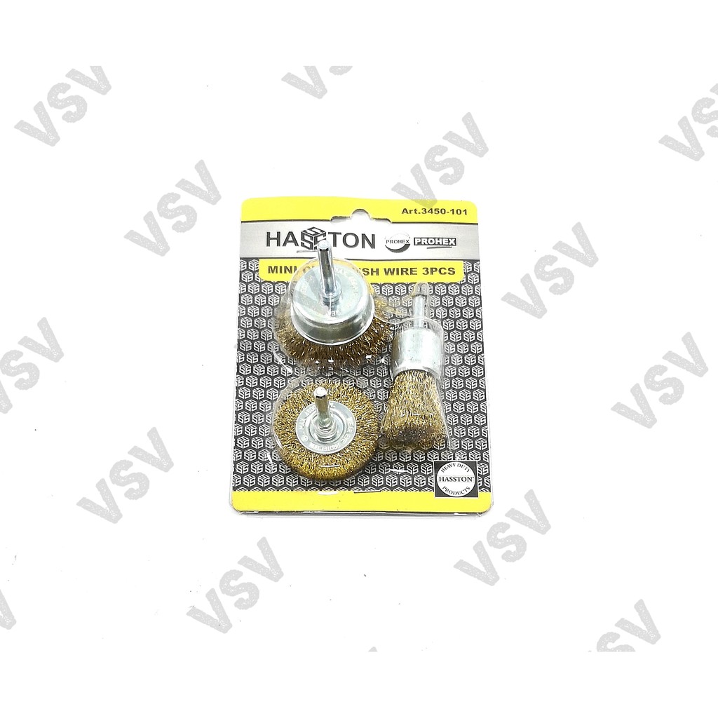 Hasston Sikat Kawat Gagang set 3pc  3450-101 Mata bor sikat kawat HASSTON