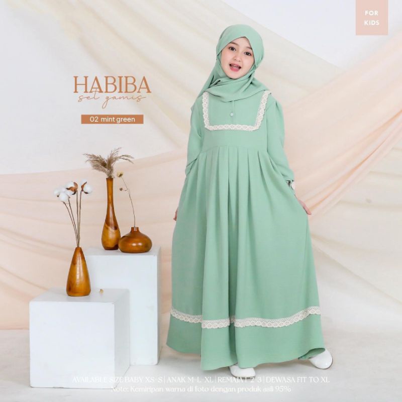 GAMIS SYARI KIDS PLUS HIJAB 9-12 TAHUN/HABIBA SYARI KIDS/GAMIS MUSLIM ANAK TERBARU/SYARI KIDS TERLARIS/HANUM SYARI KIDS MIX RENDA/FAR MOSLEMSTORE