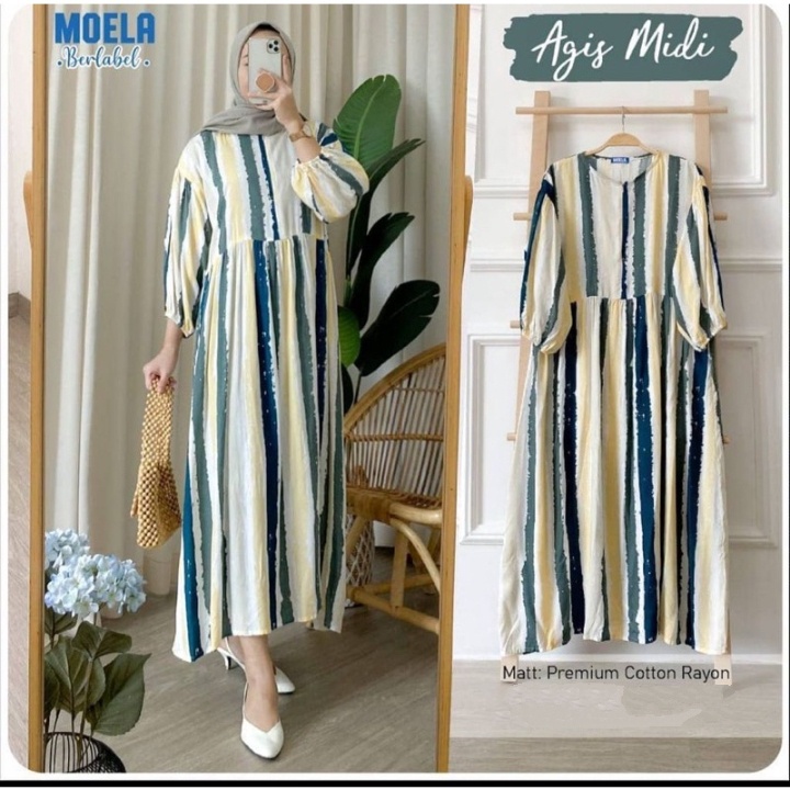 Midi Dress Rayon Premium Midi Dress Motif