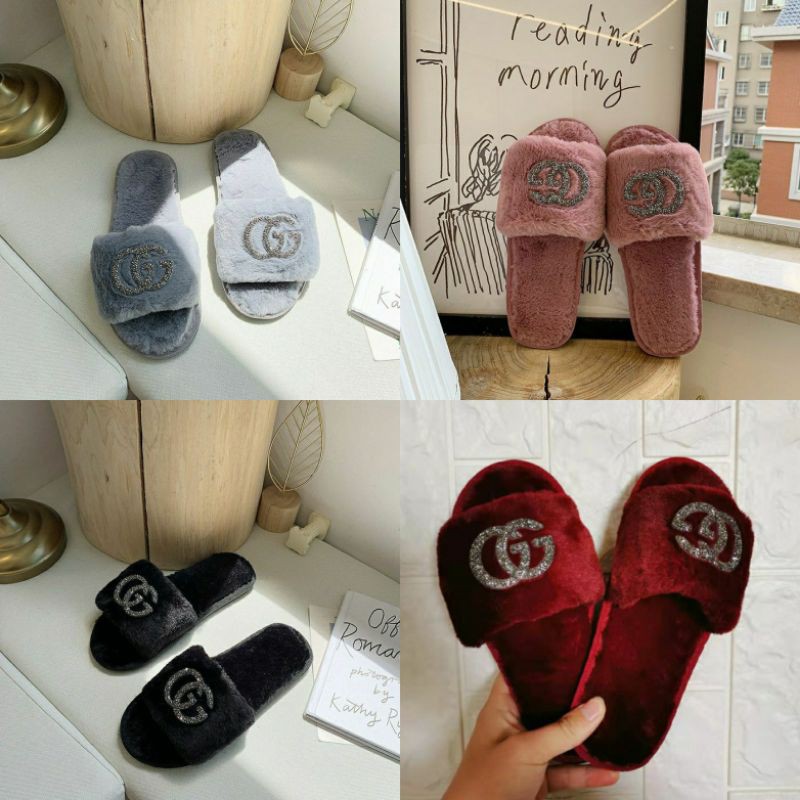 2625 GG Plush Flip Flop. Bahan Plush