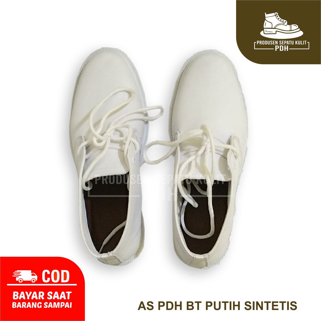 SEPATU PDH PDU PUTIH PASKIBRA PASKIBRAKA SEPATU UPACARA PELANTIKAN SEPATU DINAS PUTIH KULIT SINTETIS