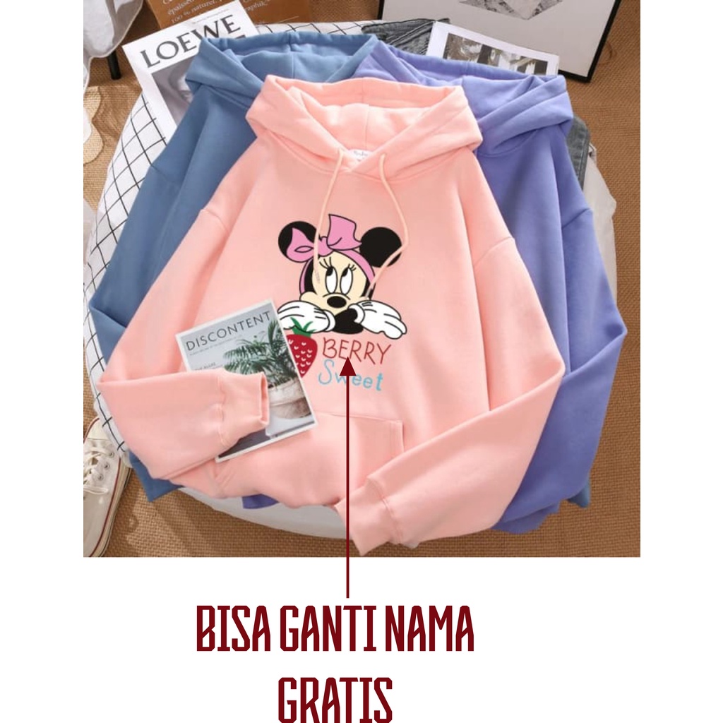 Hoodie anak jaket polos kartun mickey minnie valentine day kado ulang tahun style sweater korean sty