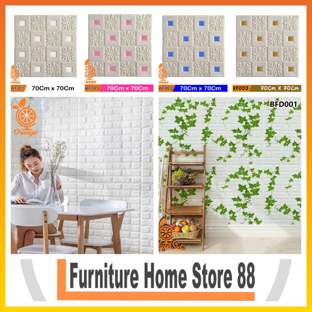 Wallpaper Foam Wallpaper timbul Brickfoam 3D stiker dinding tebal Ukuran 70Cm X 77Cm