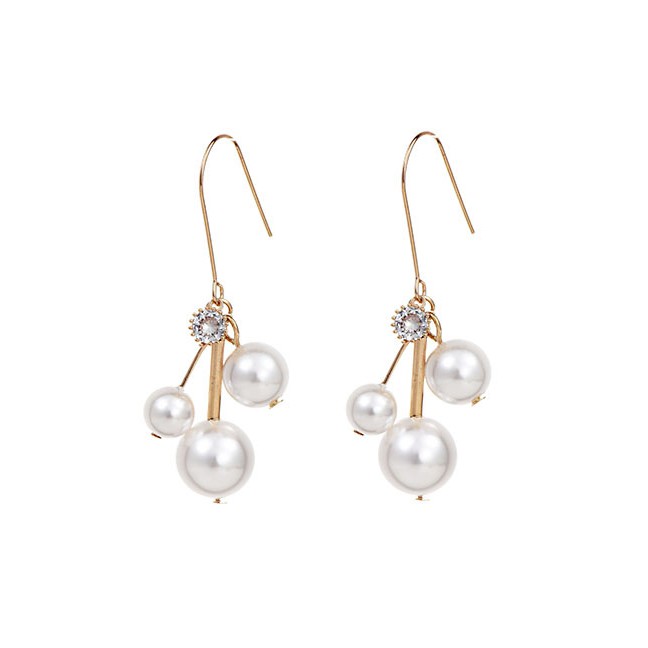 LRC Anting Gantung Fashion Alloy Pearl Tassel Earrings D98143