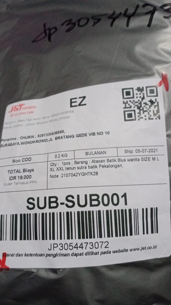 Atasan Batik Blus Wanita Size M L Xl Xxl Tenun Sutra Batik Pekalongan