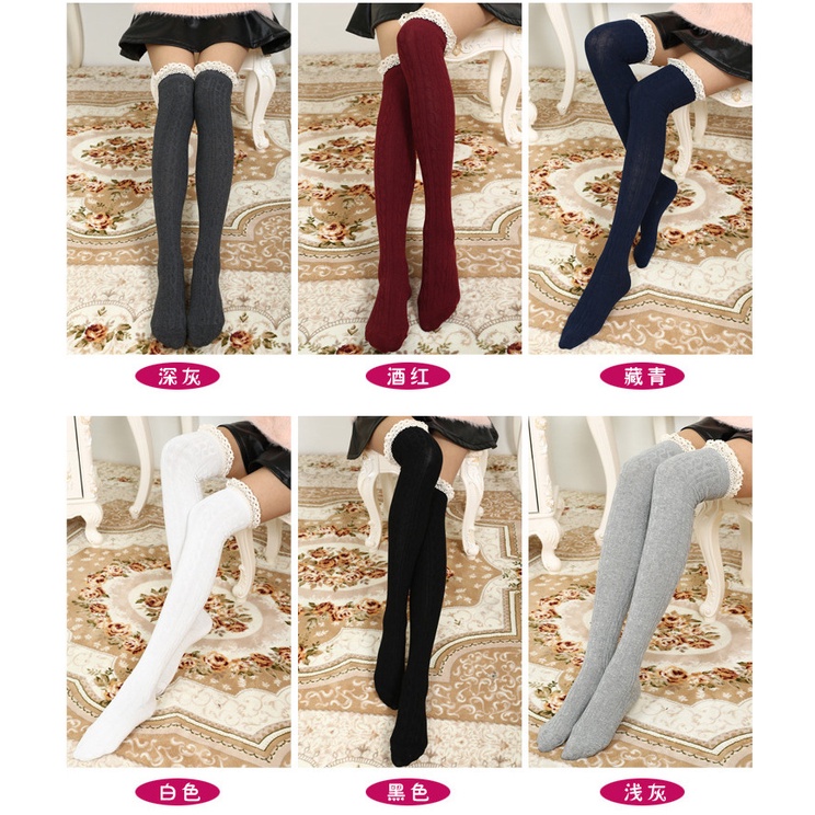 KT-05 overknee rajut lace kaos kaki sepaha winter musim dingin renda