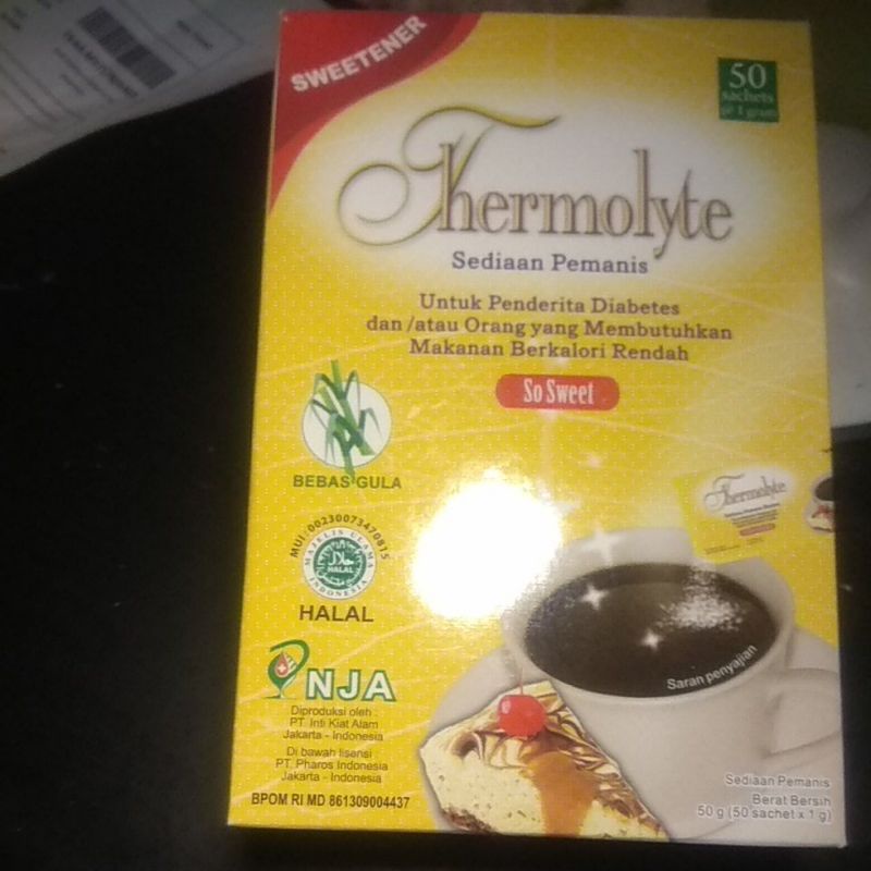 

Thermolyte Diet Sugar - Box isi 50 / 25 Sachet Gula Diet dari Tebu Alami untuk Diet & Diabetes NO