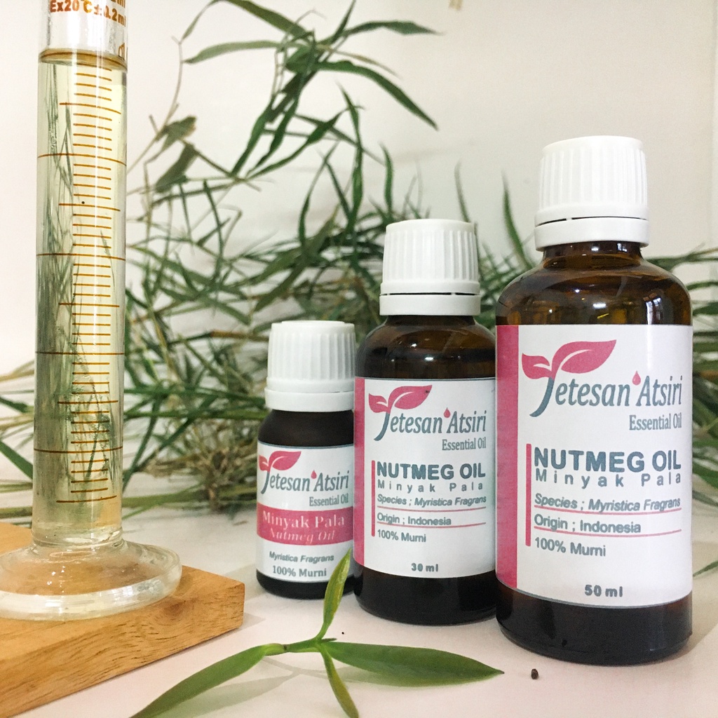 minyak atsiri biji pala murni asli nutmeg pure essential oil aromatherapy therapeutic grade diffuser humidifier burner aromaterapi esensial essensial esential penyulingan tanpa campuran TETESAN ATSIRI 10ml 30ml 50ml