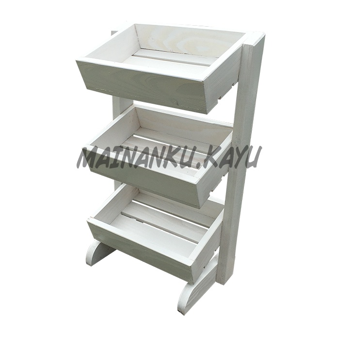 Rak Bumbu Dapur Tiga Susun / Rak Sayur Susun / Rak Bawang Tingkat Kayu