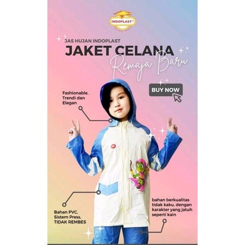 Jas Hujan Anak JC Remaja STAR / Untuk anak usia 7 - 12 Tahun