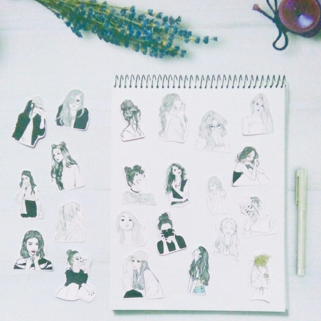 

22pcs Stiker Sketsa Wajah Cewek Aesthetic Vector Set Sticker Journal Cute Vintage Diary Book Journaling Jurnal Jurnaling Girl Girls