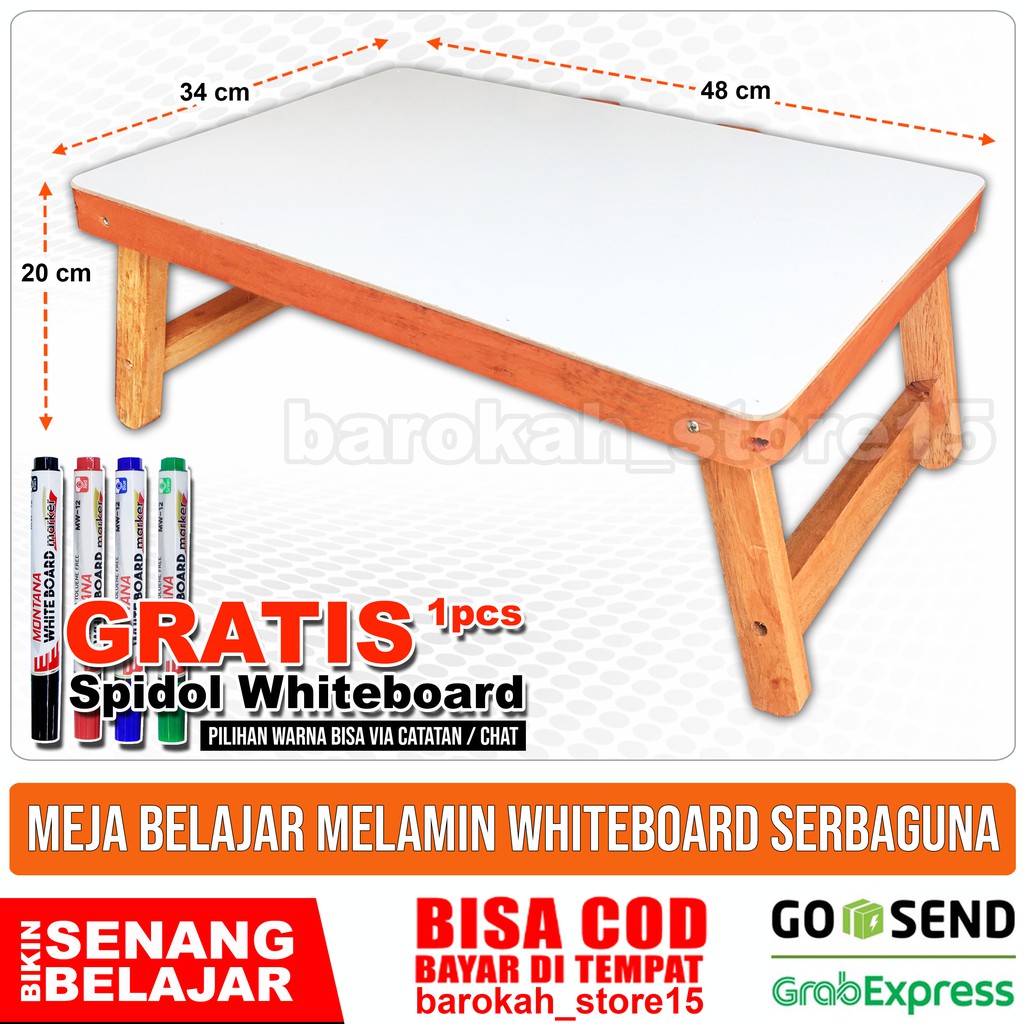 

ATK9 Meja Lipat/Belajar/ Polos/Meja laptop Bonus Gratis Spidol Wipe Clean Whiteboard