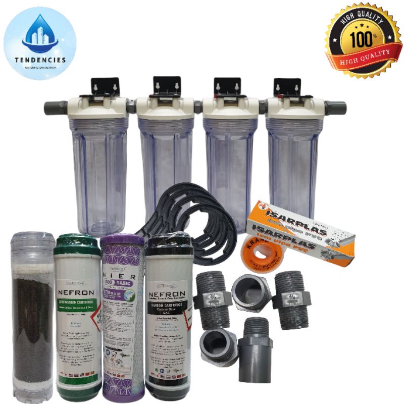 PAKET FILTER AIR / PAKET FILTER AIR 4 TAHAPAN / FILTER AIR SUMUR BESI / SARINGAN AIR SUMUR KUNING