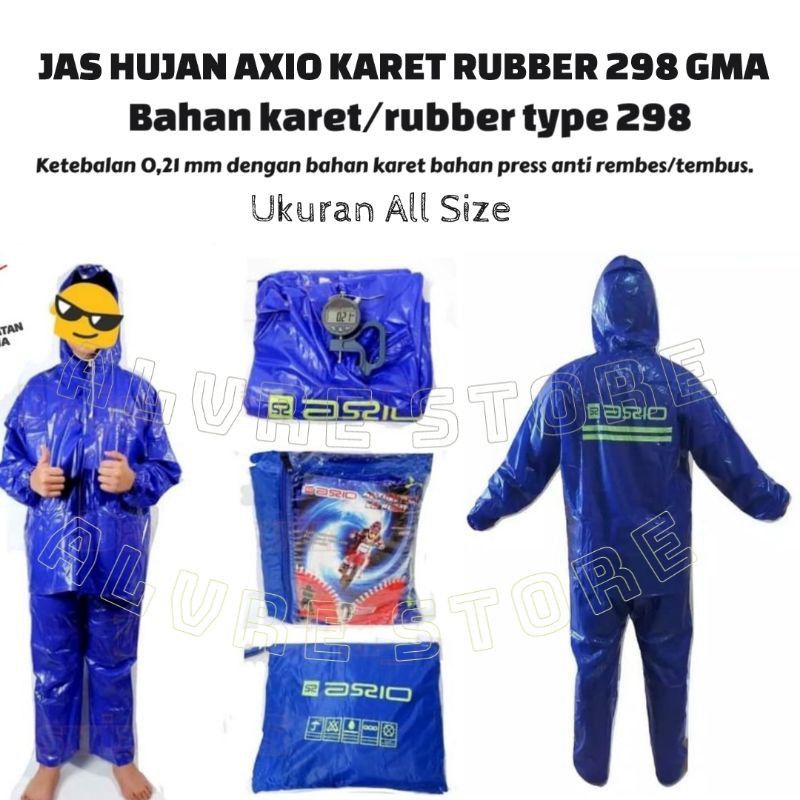 Jas Hujan AXIO KARET RUBBER RAINCOAT AXIO KARET 298 LIKE GMA - Mantel Mantol Setelan Jaket Celana Axio GMA