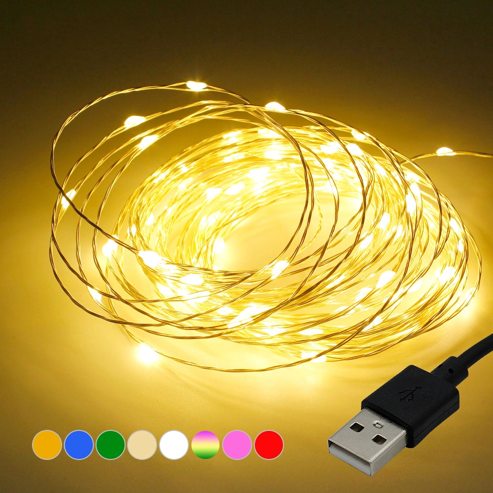 Kampu String LED Panjang 1/5/10m Tenaga USB Anti Air untuk Dekorasi