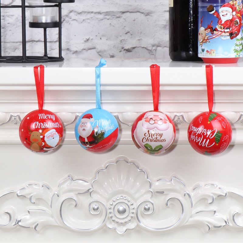 [ Round Tin Can Candy Box Hanging Decoration for Christmas Festival Home Party  Wedding Present ]